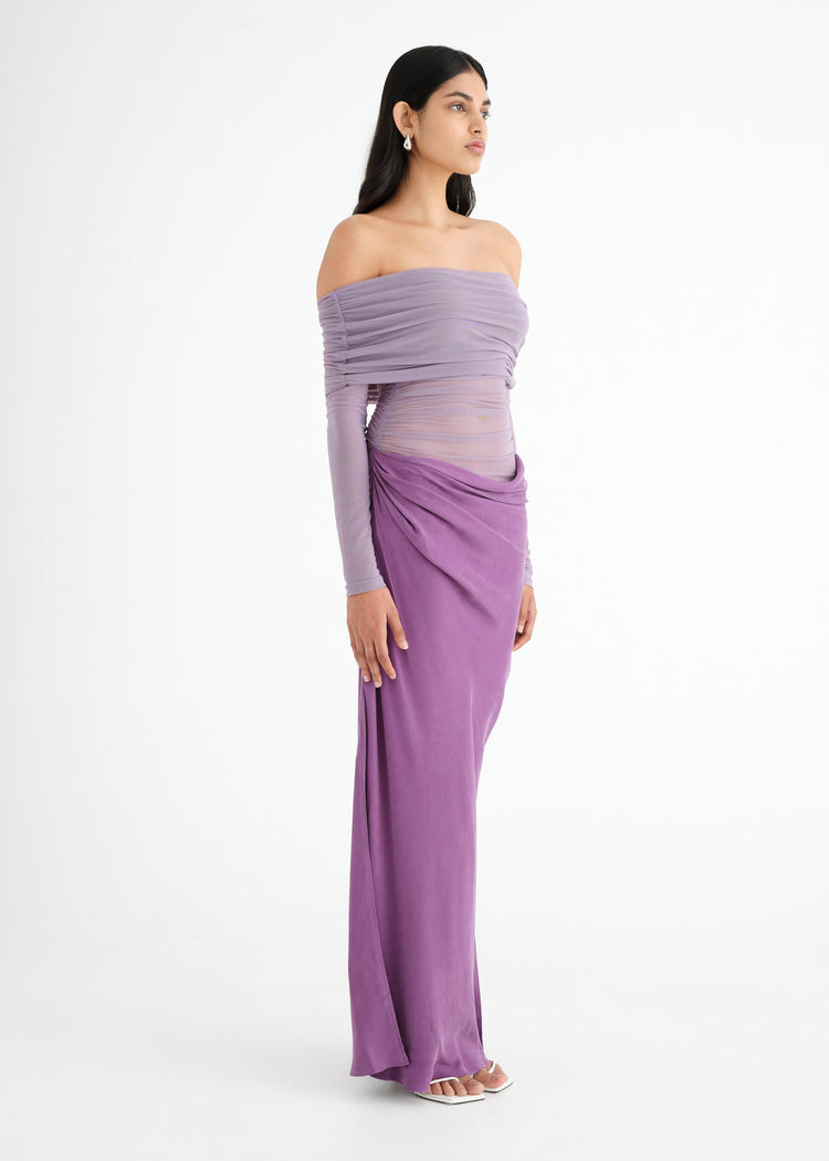 BENNI - Yasmin Off The Shoulder Maxi Dress in Sage Green (AU 6)