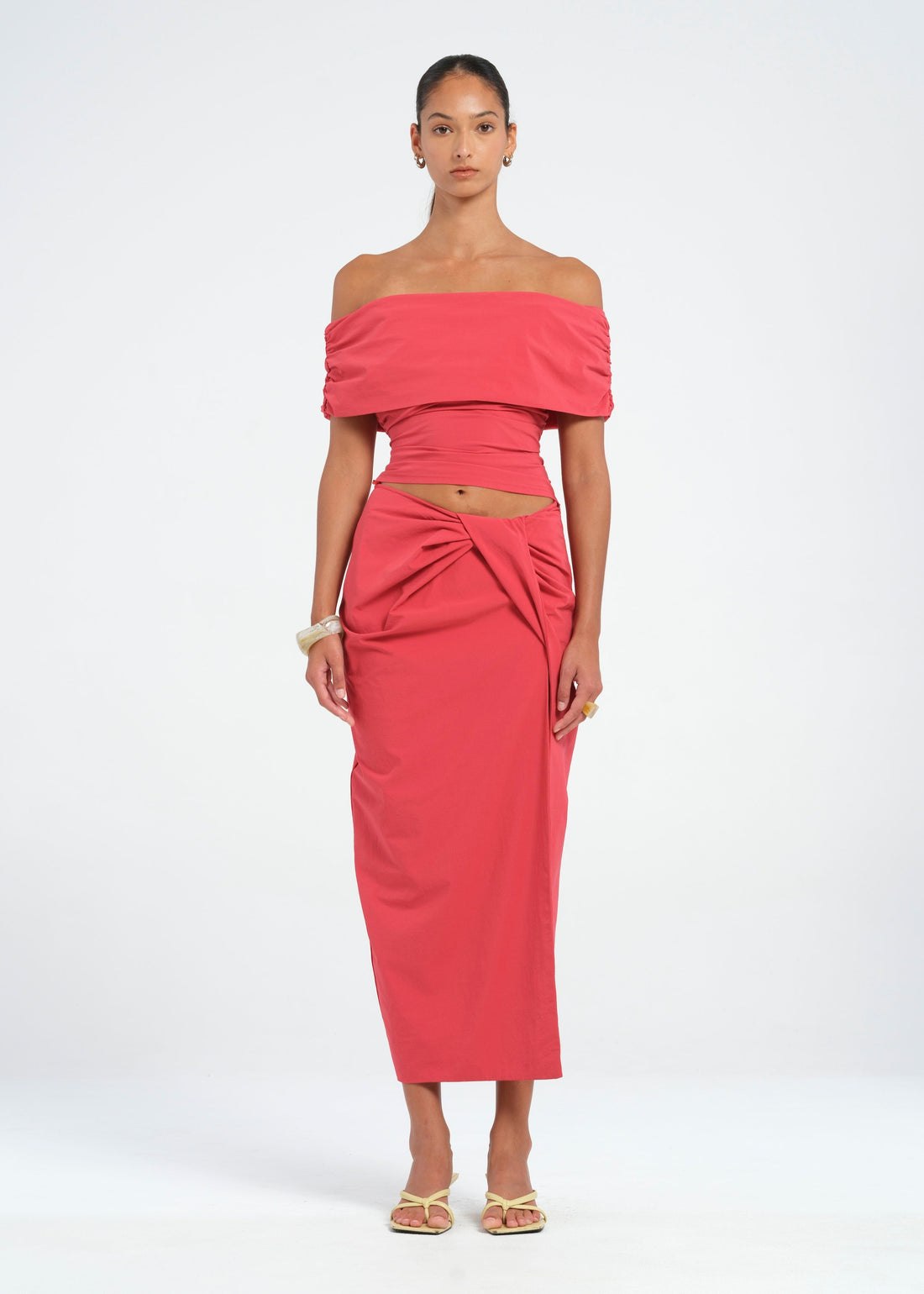 BENNI (brown) Lorena off the shoulder long sleeve maxi main image 1