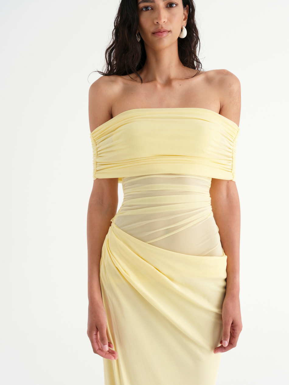 Benni Nico Off Shoulder Maxi Butter Yellow main image 1