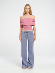 Pink Off Shoulder Top with tie back