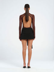 Brown Lace Mini Dress with Bralette