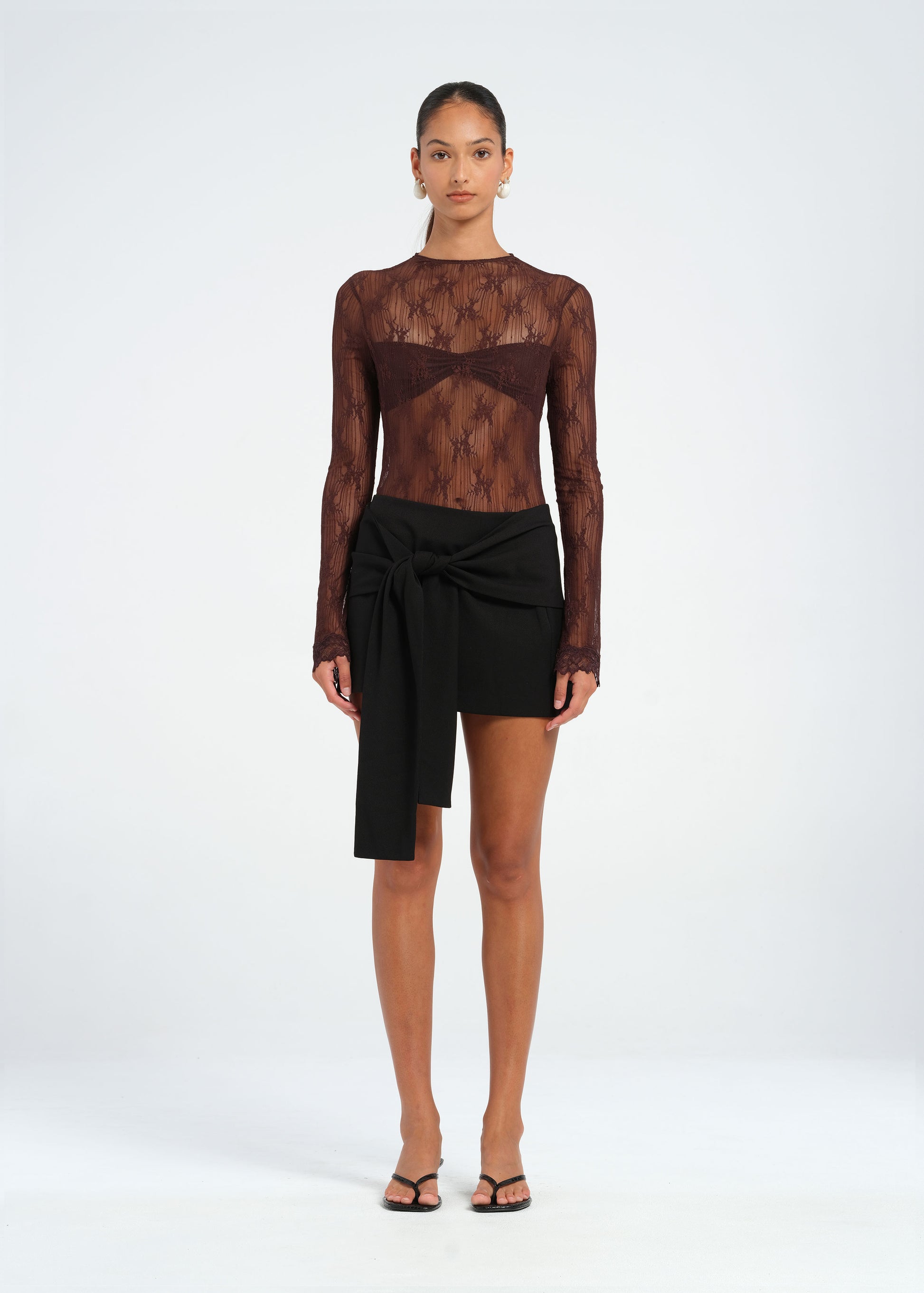 Brown Lace Mini Dress with Bralette