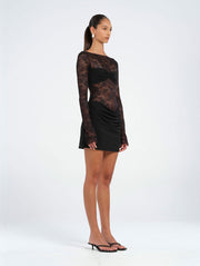 Black Lace Mini Dress with Bralette