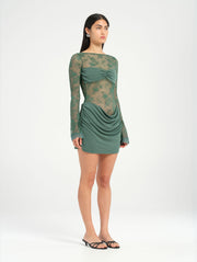 Green Lace Mini Dress with Bralette