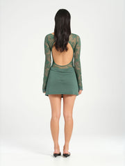 Green Lace Mini Dress with Bralette