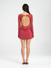 Red Lace Long Sleeve Mini Dress