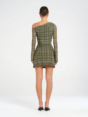 Green Off Shoulder Mini Dress with Ruching