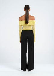 Yellow Off Shoulder Top with Ruching
