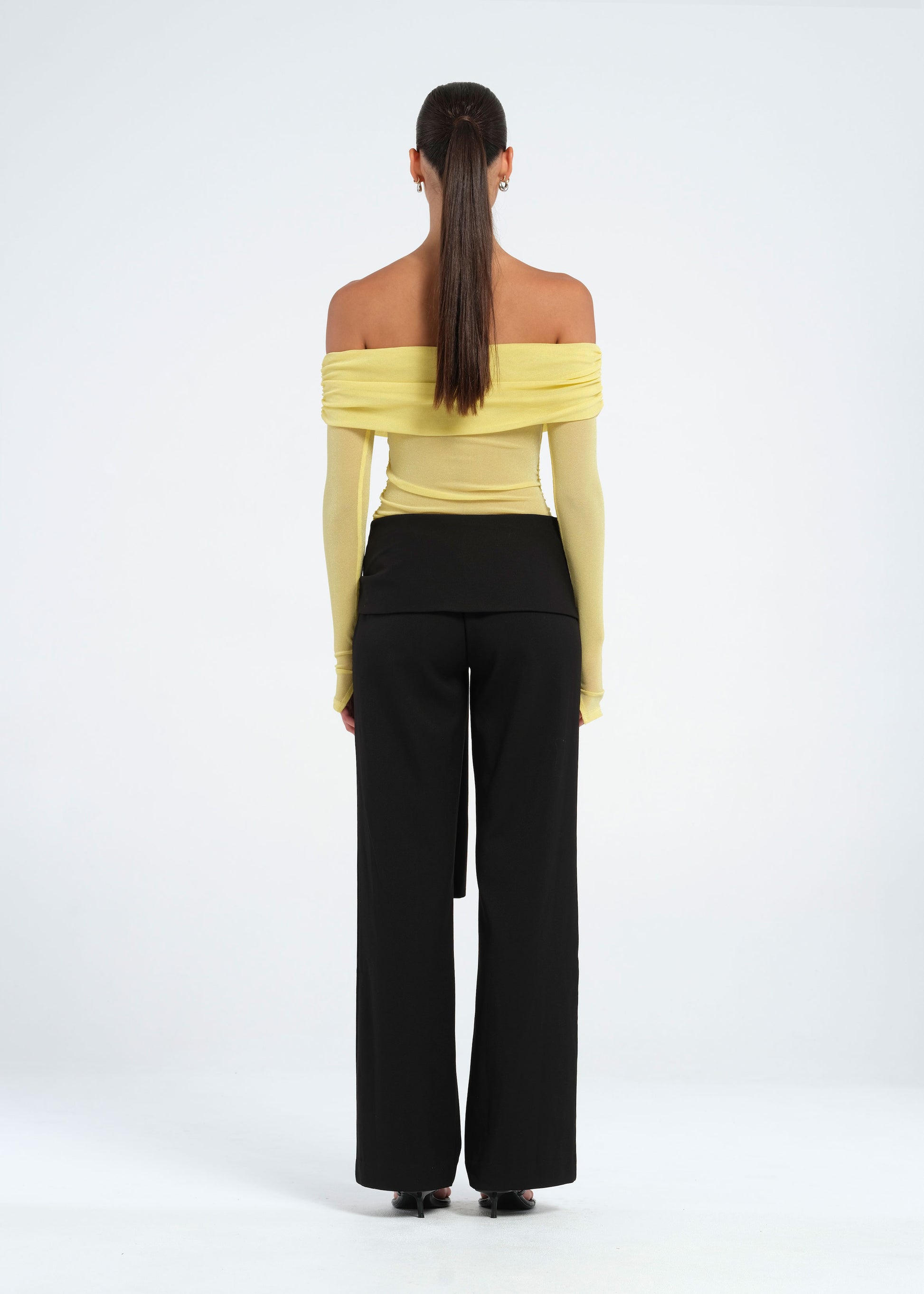 Yellow Off Shoulder Top with Ruching