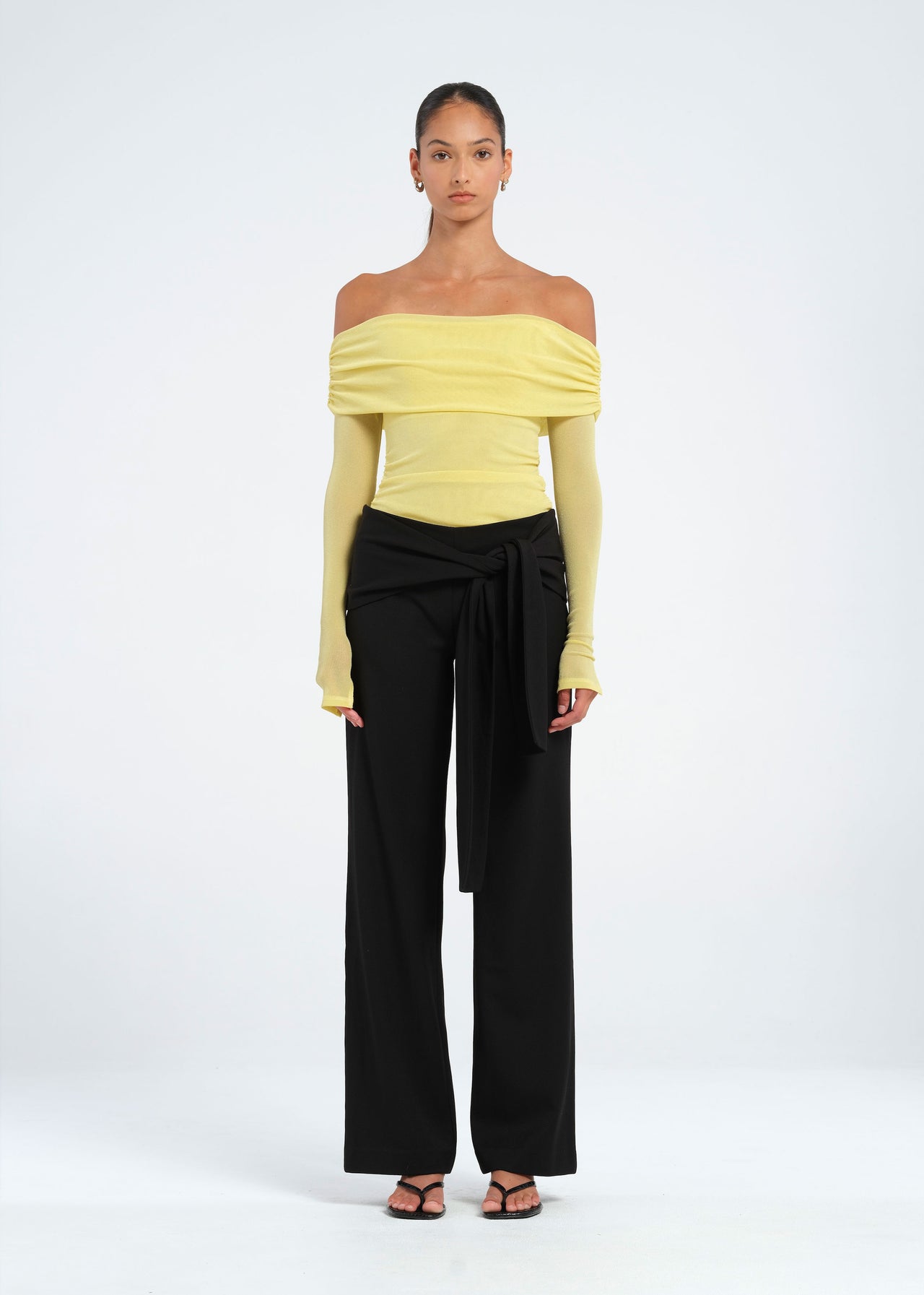 Yellow Off Shoulder Top with Ruching