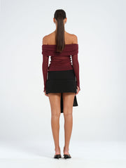 Purple Off Shoulder Top with Ruching