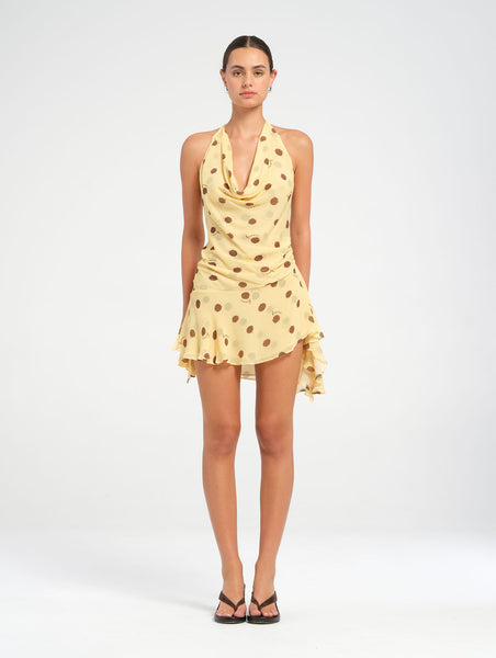 benni yellow dress Maisie Mini Harlow Halter Dress-BEN345 / Butter