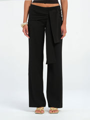 Black Tailored Pant with Front Sash Tie