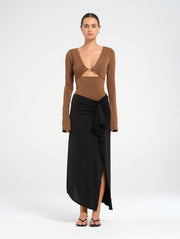 Brown Long Sleeved Bodysuit