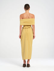 Yellow Twist Midi Skirt 