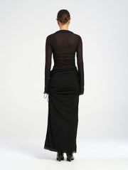 Black Long Sleeve Mesh Dress 
