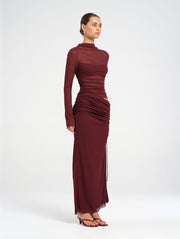 Purple Long Sleeve Mesh Dress 