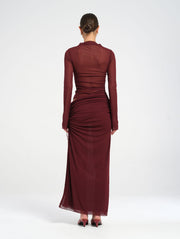 Purple Long Sleeve Mesh Dress 