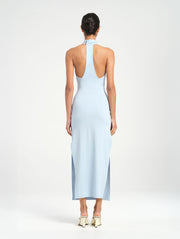 Blue High Neck Maxi Dress with Racer Racerback