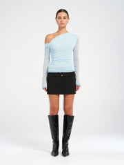 Blue Mesh Long Sleeve Top 