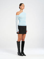 Blue Mesh Long Sleeve Top 
