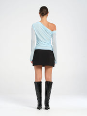 Blue Mesh Long Sleeve Top 