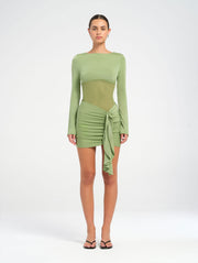Green Long Sleeve Mini Dress