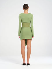 Green Long Sleeve Mini Dress