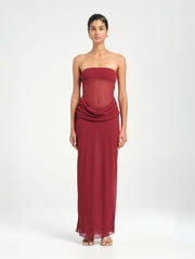 Red Strapless Maxi Dress