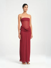 Red Strapless Maxi Dress