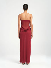 Red Strapless Maxi Dress