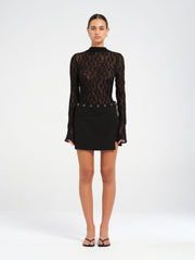 Black Lace Long Sleeved Top