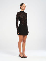 Black Lace Long Sleeved Top