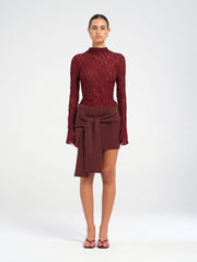 Red Lace Long Sleeved Top