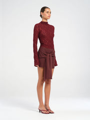 Red Lace Long Sleeved Top