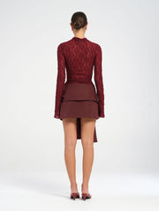 Red Lace Long Sleeved Top