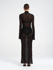 Black Long Sleeve Lace Maxi Dress