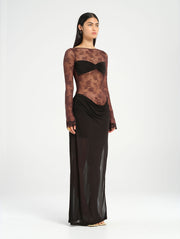 Black Long Sleeve Lace Maxi Dress