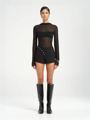 Black tailored short with hardware